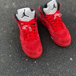 Red suede Jordan 5